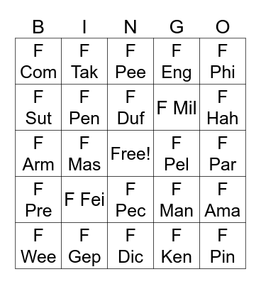 Fiction Bingo 1 Bingo Card