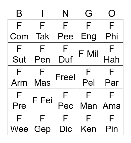 Fiction Bingo 1 Bingo Card