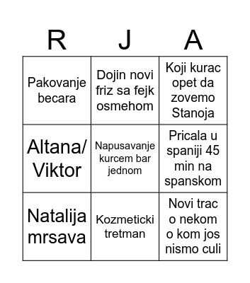 TABAK Bingo Card