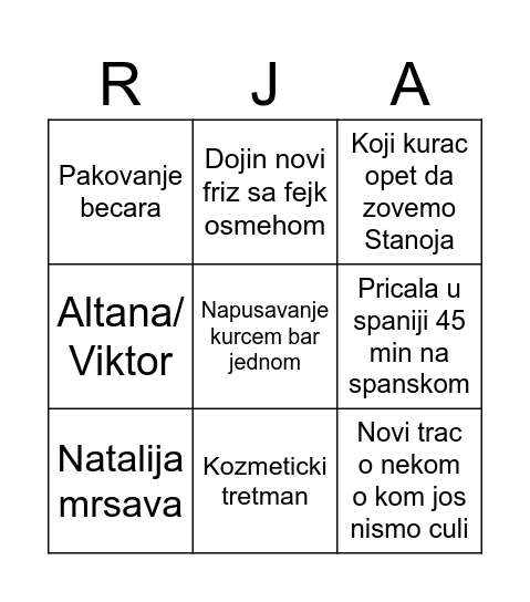 TABAK Bingo Card