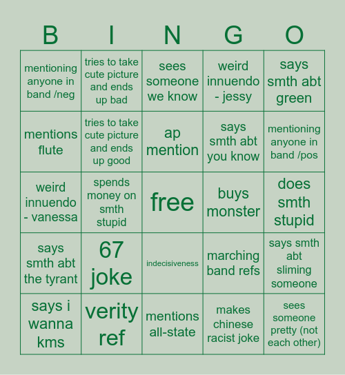 jessy bingo Card