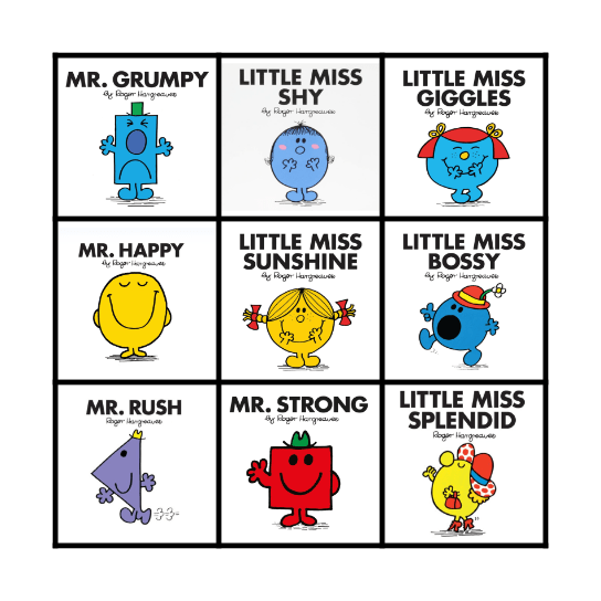 Mr Men and Little Miss Bingo Card