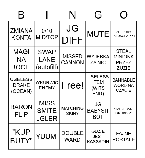 LIGUSIOWE BINGO Card