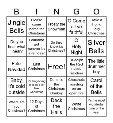 International Thanksgivingmas Bingo Card