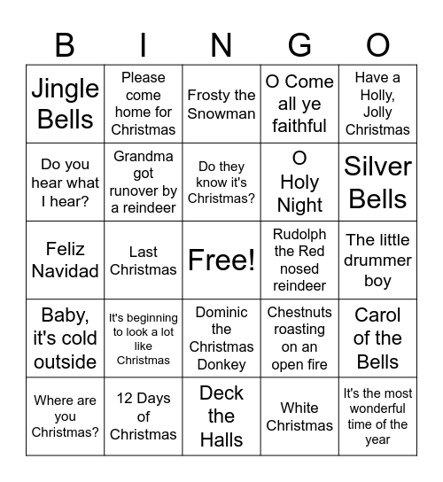International Thanksgivingmas Bingo Card