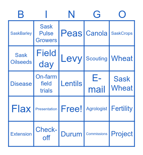 SaskCrops Lunch & Learn BINGO CARD Bingo Card