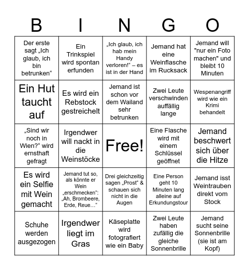 Weinwandern Bingo Card