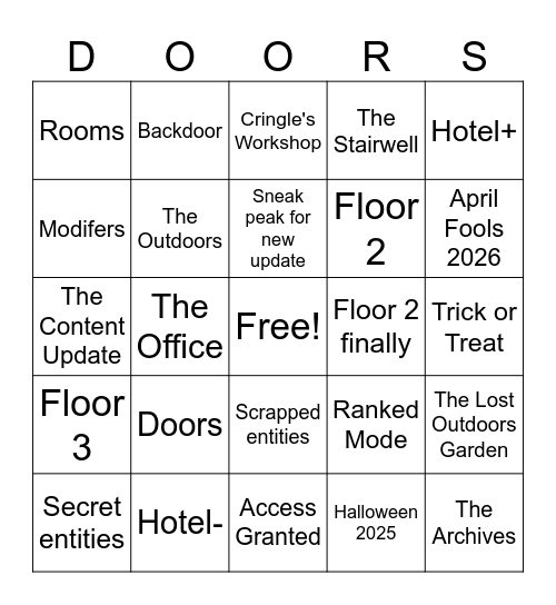 Doors Teaser Trailers 2022-2026 Bingo Card