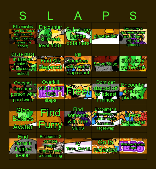 Slap Battles Ultimate Bingo by Terra Bingo Card