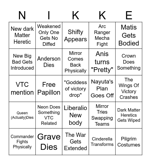 Nikke 4th Anni Bingo Card