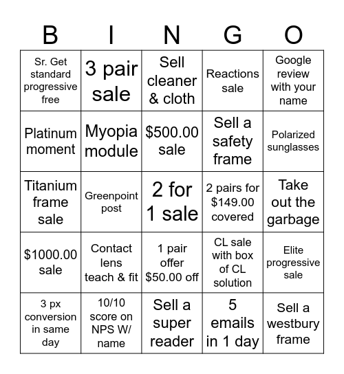 5 to Drive Bingo Card