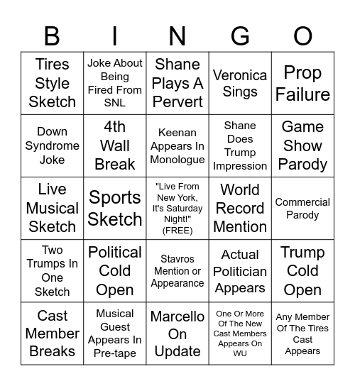 SNL 52-3 Bingo Card
