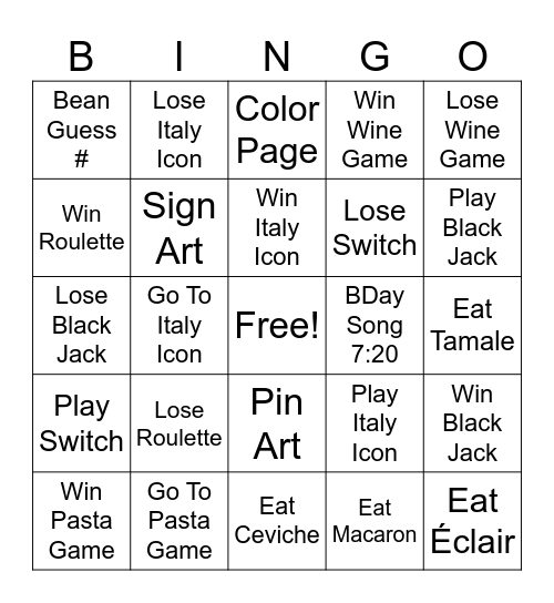 Passport Bingo! Bingo Card