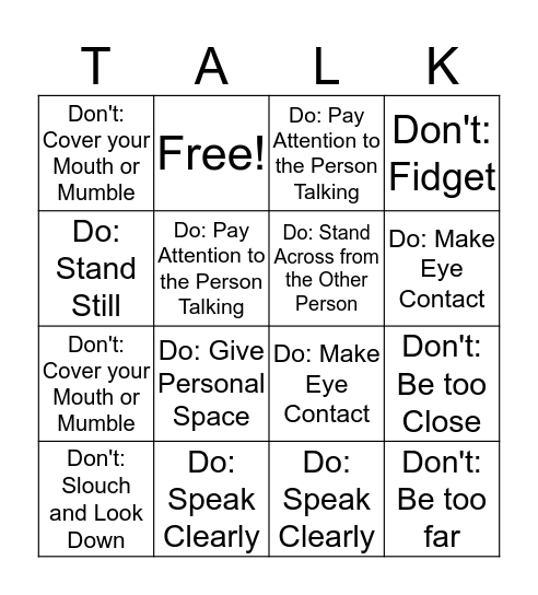 Communication Bingo! Bingo Card