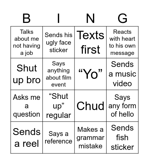 Miles Bingo Card