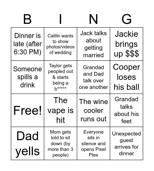 Thanksgiving Bingo 2026 Bingo Card