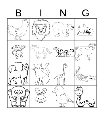 Animals Bingo Card