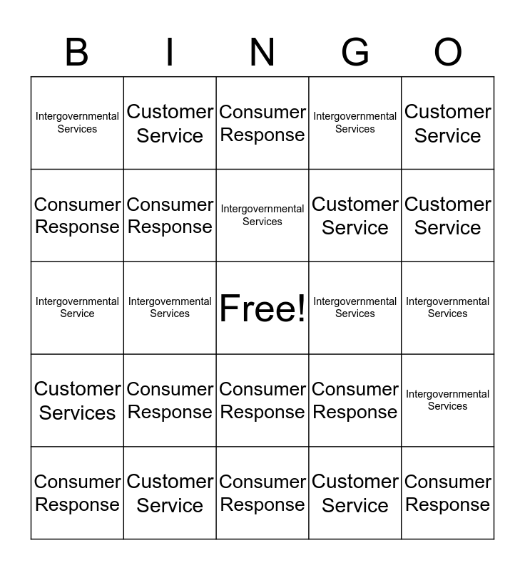 Program Services Bingo Card