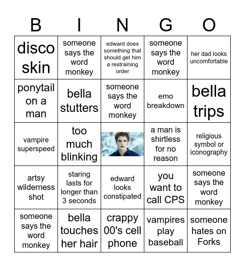 Twilight Drinking Game Bingo Card
