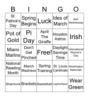 March Madness Bingo Card