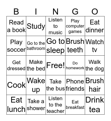 Daily Routines  Bingo Card