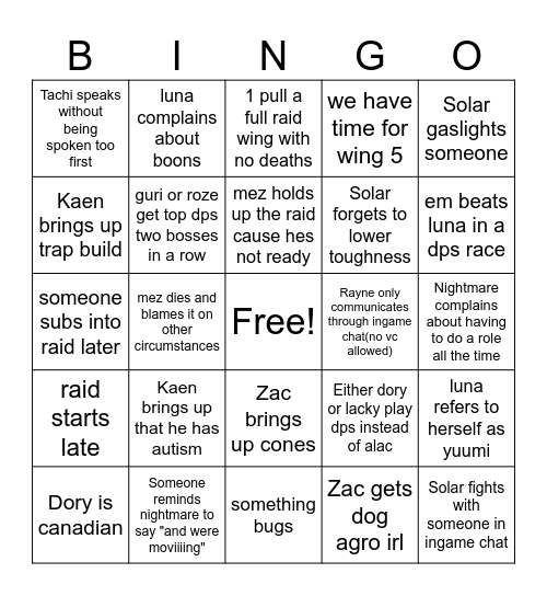 Degen Pulls Bingo Card