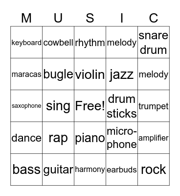 MUSIC BINGO Card