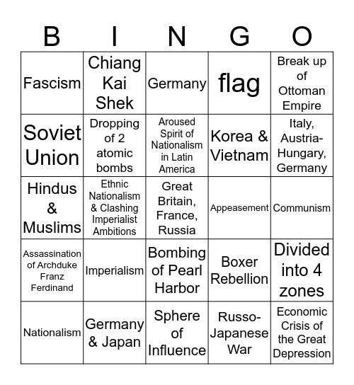 Chapter 18 Bingo Card