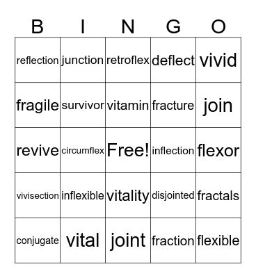 Vocabulary Bingo Card