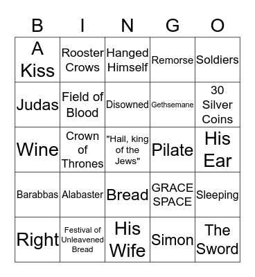 Easter/Crucifixion Bingo Card