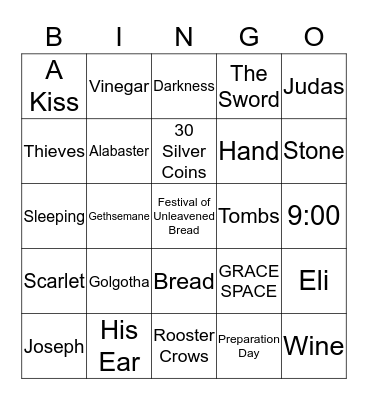 Easter/Crucifixion Bingo Card