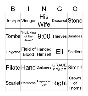 Easter/Cricifixion Bingo Card
