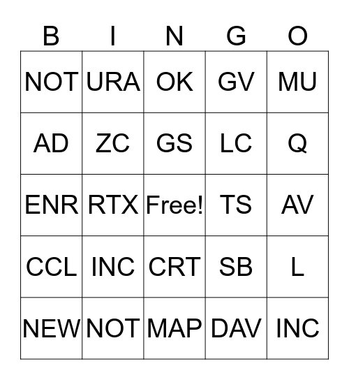 CAD Commands Bingo Card