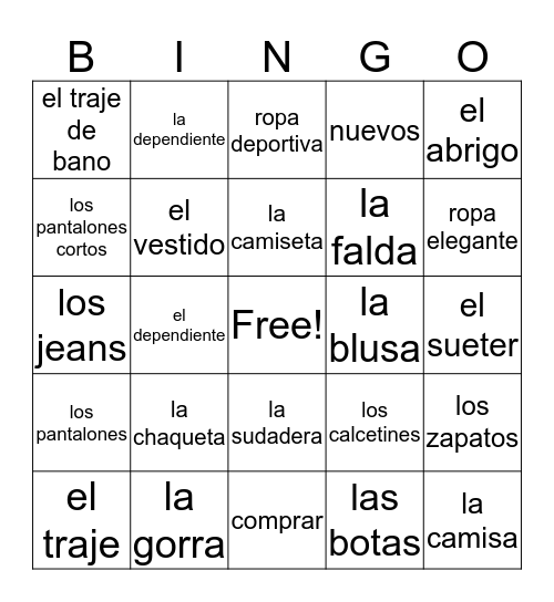 Ch. 7A Vocabulary Bingo Card