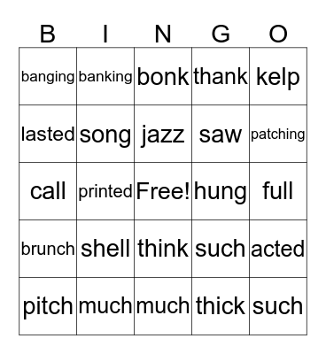 3 sounds of -ed /id/ Bingo Card