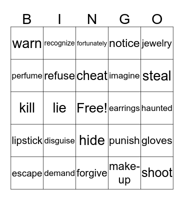 B1-1 Unit 3 Vocabulary Bingo Card