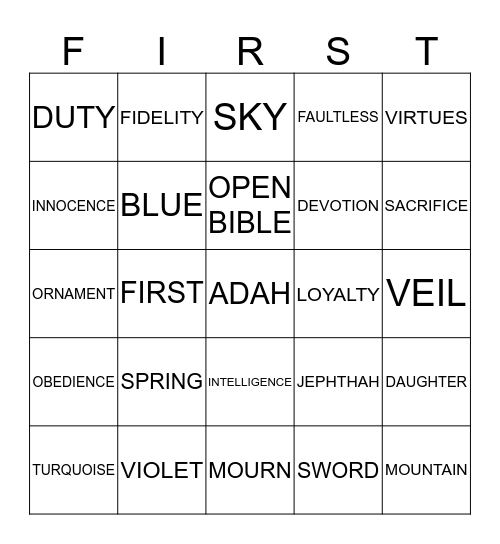 ADAH Bingo Card