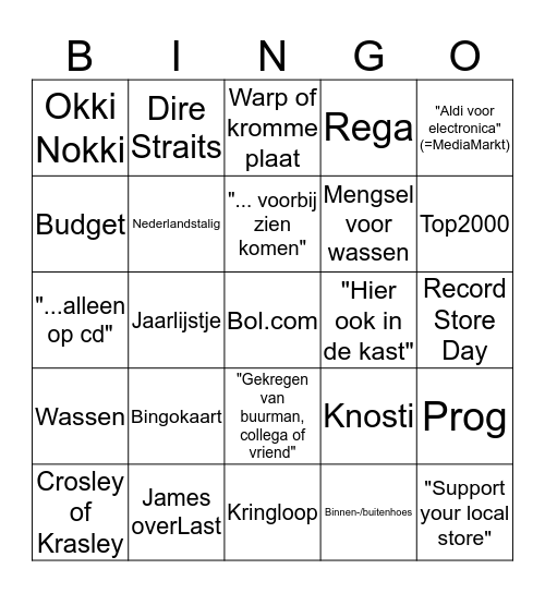 VV Bingokaart Bingo Card