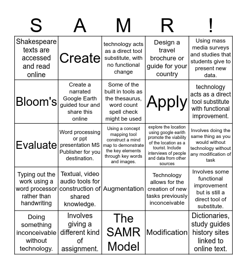 SAMR....iBingo Card