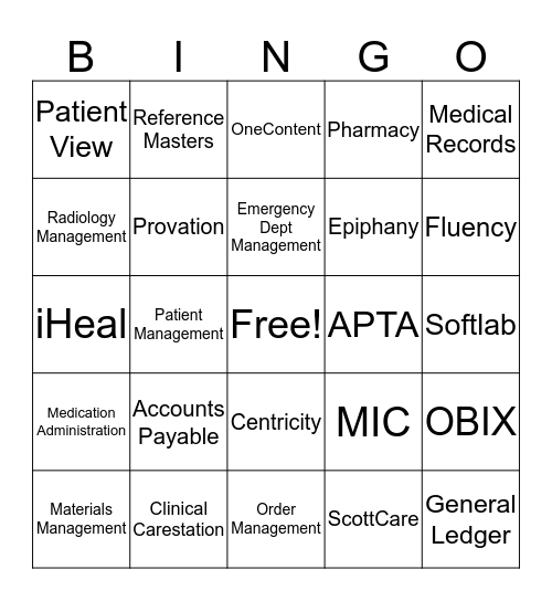 Medical Records Bingo Card