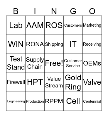 Parker Bingo Card