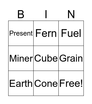 Vocabulary Bingo Card