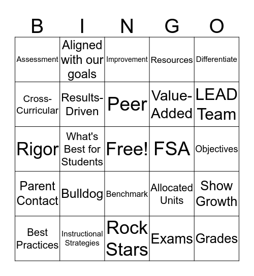 Faculty Bingo Card