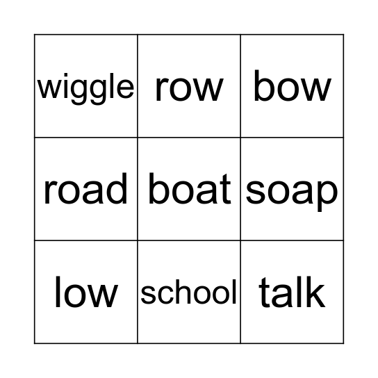 Spelling Words Bingo Card