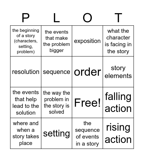 PLOT Bingo Card