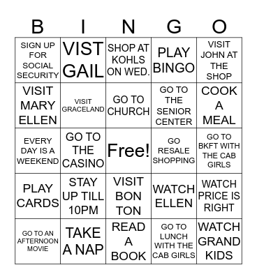 KAREN IS RETIRED!!! Bingo Card
