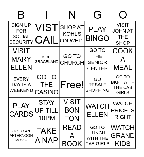 KAREN IS RETIRED!!! Bingo Card