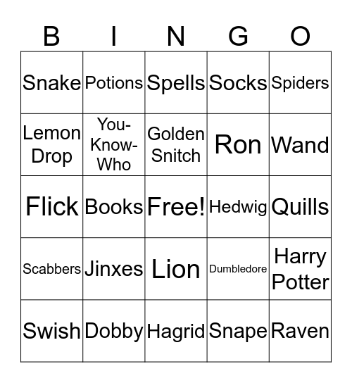 Harry Potter Bingo Card