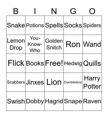 Harry Potter Bingo Card