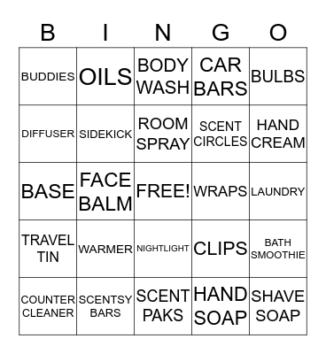 SCENTSY BINGO Card